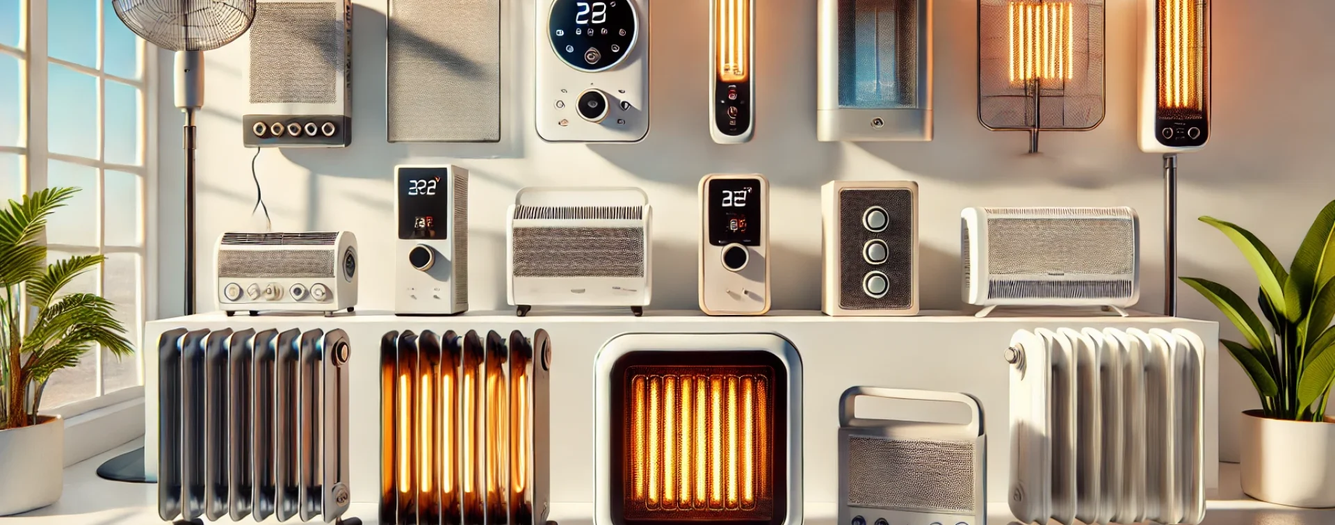DALL·E 2024-10-29 09.30.31 - A high-quality image showcasing a selection of top 10 electric heaters. Display a variety of modern electric heaters with sleek designs, including com